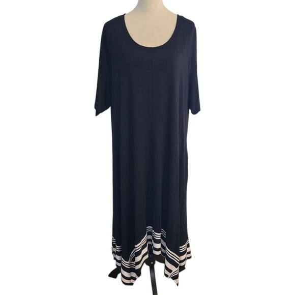 Catherines Dresses & Skirts - Catherines Womens 2X A-Line Hankerchief Hem Stoneywood Stripe Pockets Dress
